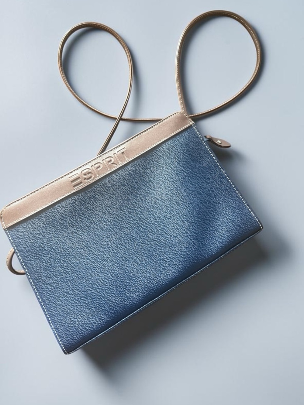 Vintage Esprit Blue with Beige Trim Crossbody Bag